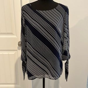 Navy and White Striped Blouse